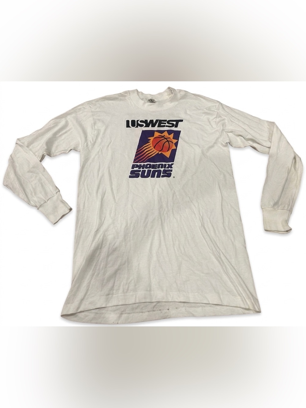 Vintage 90s Phoenix Suns US West Logo Long Sleeve Shirt White Adult Large